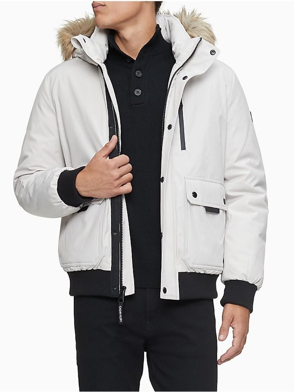 CALVIN KLEIN Men's Arctic Bomber Jacket In Frost Size XXL Winter Puffer Coat